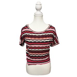 Justice Y2K Striped Textured Crop Top | Kids 12 | Fits Adult S–M